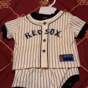 Red Sox baby romper top and shorts
